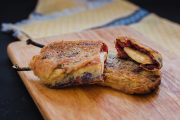 chipotles navideños with white cheese, traditional mexican food for christmas