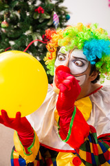 Funny clown in Christmas celebration concept 
