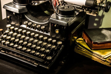 Vintage background. Old typewriter with free space for text.