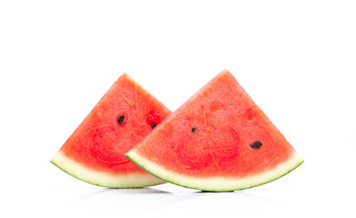 Close up watermelon fresh slice isolated on white background.