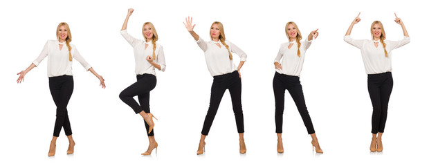 Pretty girl in office attire isolated on white