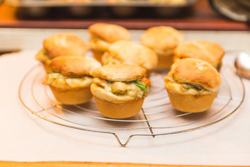 Baked Dinner Buns or Pies with Chicken and Veggies