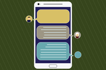 Fototapeta premium Design business Empty copy space text for Ad website promotion isolated Banner template. Mobile Messenger Screen with Chat Heads and Blank Color Speech Bubbles