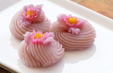 Thai dessert It’s made solely with flour, sugar, coconut cream and Taro.