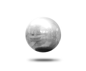 Chrome metal ball on white background. This has clipping path.