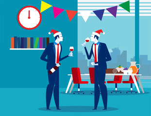 Business people celebrate merry christmas and happy new year. Concept business vector illustration, Christmas, Alcohol, Holiday & Event