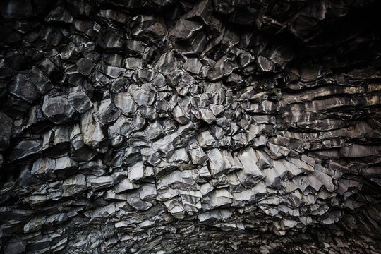 Basalt column cave at Reynisfjara Beach in Iceland