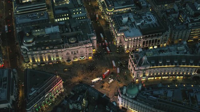 Aerial night view of London UK