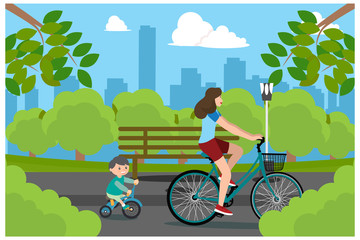 flat illustrations activities outside the home, vector illustration