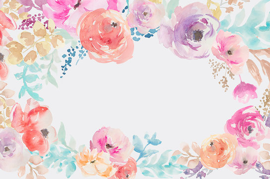 Watercolor Floral Frame