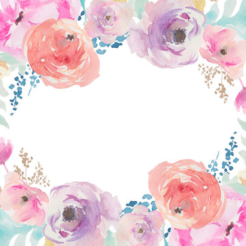 Watercolor Flower Frame Background