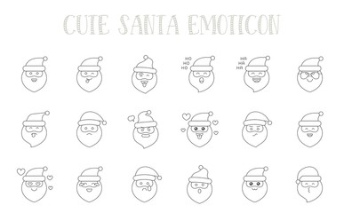 Cute Santa Claus emoticon, line design vector illustration