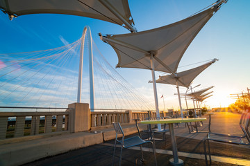 Margaret Hunt Hill Bridge at sunset in Dallas, Texas
