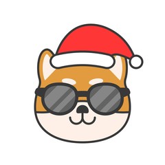 shiba inu emoticon vector, filled outline design