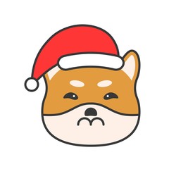 shiba inu emoticon vector, filled outline design