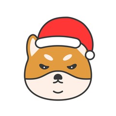 shiba inu emoticon vector, filled outline design