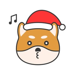 shiba inu emoticon vector, filled outline design