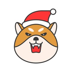 shiba inu emoticon vector, filled outline design