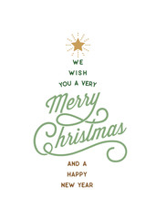 Merry Christmas Typography Card Tree