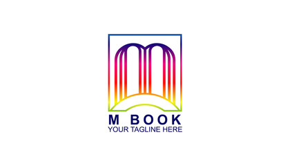 Letter M book logo design template, modern logo