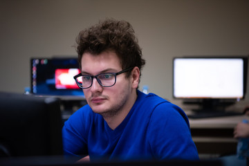 businessman working using a computer in startup office