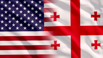 Waving USA and Georgia Flags