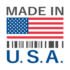 made in Usa logo with bar code, logo fatto in America con codice a barre