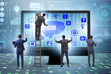 Concept of quantum computing with businessman
