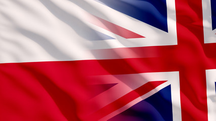 Waving UK and Poland Flags