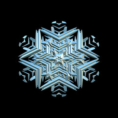 snowflake 3d illustration isolated on the black background