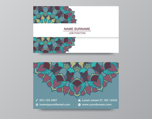 Business Card. Vintage decorative elements. Ornamental floral business cards or invitation with mandala