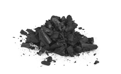 charcoal powder on white background