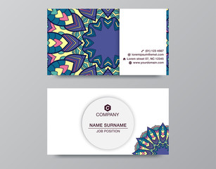 Set retro business card. Vector background. Card or invitation. Vintage decorative elements. Hand drawn background. Islam, Arabic, Indian, ottoman motifs