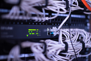optical cables connected to the main server