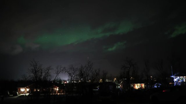 northern light over Mountain Saana, Kilpisjärvi, Finland, timelapse