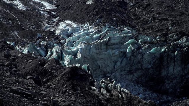 Extreme terrain of Fox Glacier in Southern Alps Mountain Range South Island New Zealand