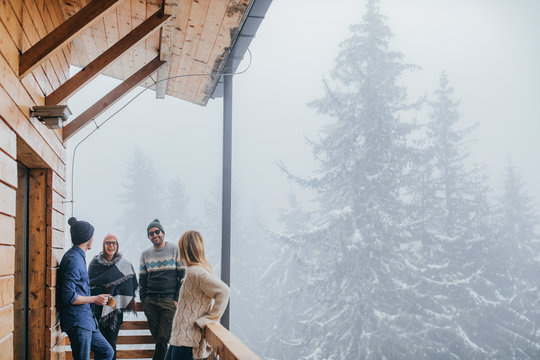 Friends Having Fun on Skiing Vacation