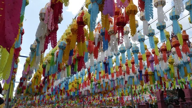 yi peng festival amazing tourism Thailand in Wat Pra That Hariphunchai, Lamphun