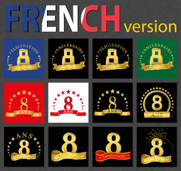 French set of number 8 templates