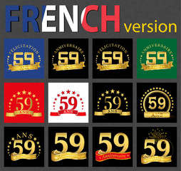 French set of number 59 templates