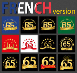 Naklejka premium French set of number 65 templates