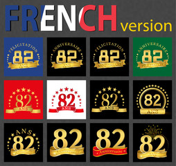 French set of number 82 templates