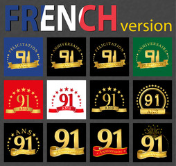 French set of number 91 templates