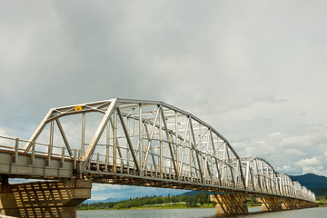The Teslin Bridge over Nisutlin Bay on the Alaska Highway in the Yukon Territory, Canada