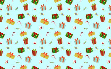 Wallpaper background of gift box and candy and can use as the present wrapping paper.