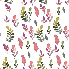Texture with flowers and plants. Floral ornament. Original flowers pattern.