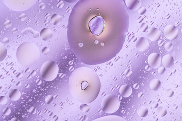 water drops on glass with colorful background, close-up 