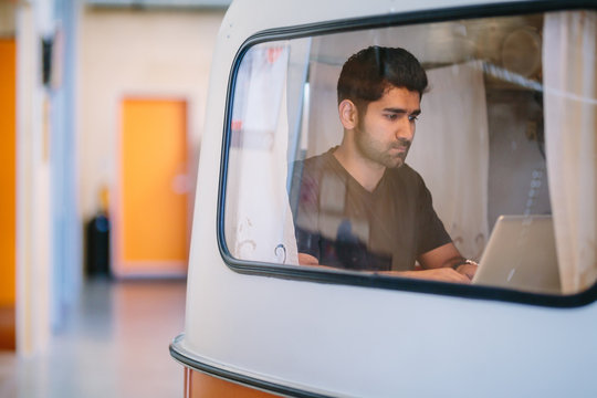 Various happenings at a technology company office