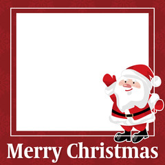 Christmas holiday banner of red frame decorated with cute Santa Claus and Merry Christmas text for your copy space on white background. Vector illustration.