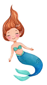 Cute watercolor mermaid